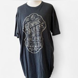 Blue Short Sleeve Tee with Vintage Graphic